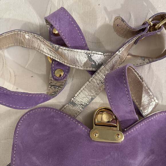 Vera Pelle Small Purple Suede Crossbody Bag - Picture 6 of 10